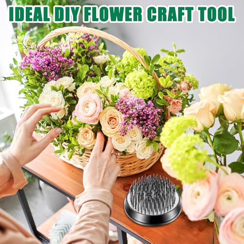 5 Pcs Flower Frogs for Flower Arrangements, Floral Frog Kenzan with Rubber Base, Japanese Ikebana Flower Holder Fixed Tools for Vase, DIY Floral Arrangement Supplies (Multiple Sizes, Silver) - color: silver