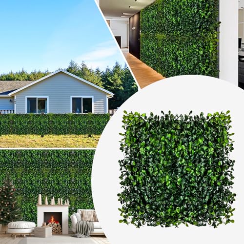 Grass Wall Panels, 12 PCS 10" x 10" Artificial Outdoor Privacy Panels UV-Protected Sun Proof Greenery Wall Backdrop, Boxwood Hedge Grass Wall Green Decor for Garden Party Wedding