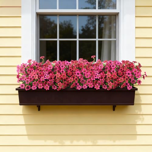 Artificial Flowers Faux Plants for Outdoor Fake Flower Spring Decoration, 12 Bundles Silk Daisy Bulk UV Resistant Realistic for Outside Porch Patio Balcony Planter Yard Garden Home Decor(Pink) - color: Multicolor Blend 3