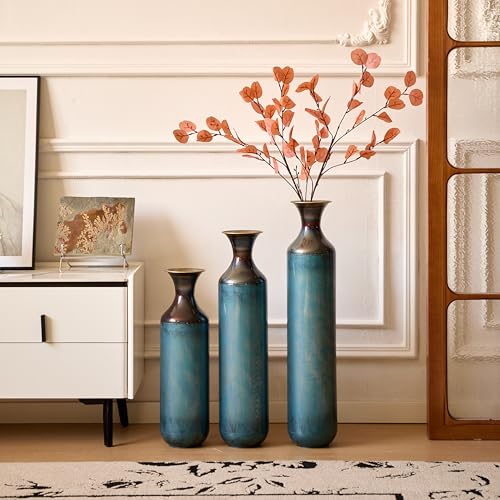 Floor Vase Set of 3, 28.4/24.4/20.4in Aqua Blue Tall Vases, Modern Decor Large Standing Vases for Living Room, Hallway, Office, Kitchen & Farmhouse Decoration - color: Floor Vases Aqua Blue