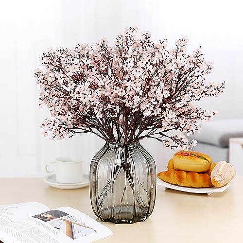 JAKY-Global Babys Breath Fabric Cloth Artificial Flowers 6 Bundle European Fake Silk Plants Decor Wedding Party Decoration Bouquets Real Touch DIY Home Garden (Autumn Pink-6pcs) - color: Autumn Pink, size: 6 Bundles