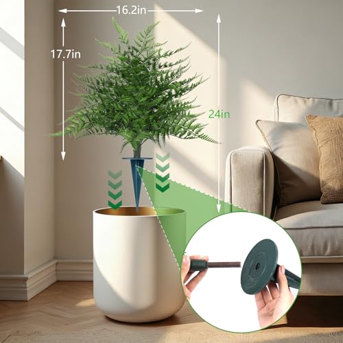 Yangrass Artificial 23" Fern Topiary Ball Trees, 2PCS Fake Fern Bushes Artificial Outdoor Plants with Ground Spikes, UV Resistant Lifelike Faux Greenery Shurbs for Home Garden Patio Porch Decor - color: Fern