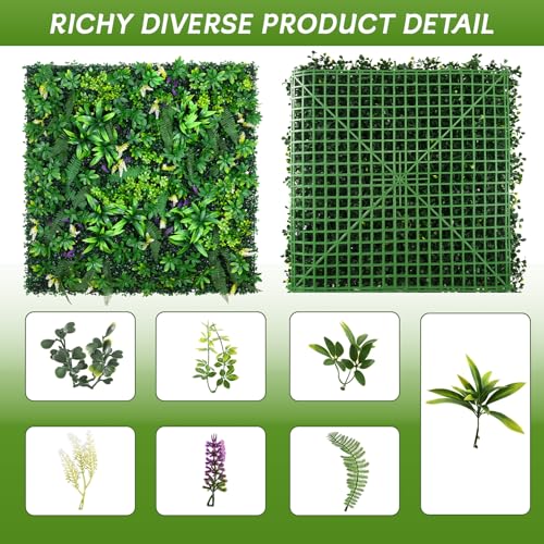 fanado Artificial Grass Wall Panels 20"x20"(6pcs), Hedge Green Wall Decor Backdrop, UV-Anti Fake Greenery Plant Wall Boxwood Panels for Privacy Fence Screen Outdoor Indoor Wedding Garden Backyard - color: Money Tree Leaves, size: 20x20 in 6pcs