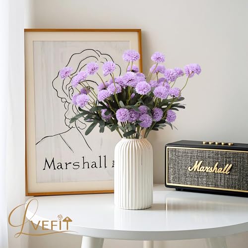 LVEFIT 10 Pcs Lavender Kiku Flower Fake Mums Long Stem Flowers,Faux Kiku Flower Bulk,Silk Flowers Mini Chrysanthemum Floral Arrangements,Artificial Flowers Chrysanth Mini Fake Flower - color: Lavender
