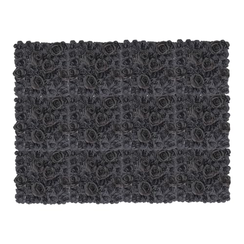 DNYSYSJ 12pcs 15" X 15" Rose Artificial Flower Wall Panels - Black Roses Backdrop for Wedding Decor - color: Black Rose, size: 12 pieces