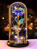Mothers Day Flowers Gifts for Mom Birthday Gift Rechargeable Galaxy Glass Rose in Glass Dome Forever Crystal Rose Flowers Anniversary Mother's Day Roses Gifts for Daughter Wife Women Grandma Purple - color: Usb-b Purple