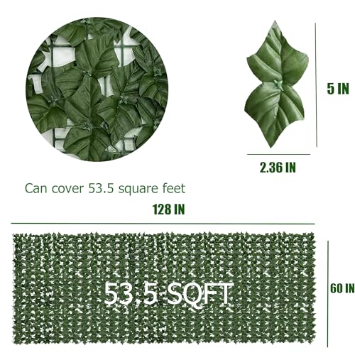 Artificial Ivy Privacy Fence Screen,128" by 60" (53.5 SQFT) UV-Anti Faux Hedge Fence and Fake Ivy Vine Leaf Wall Panels for Indoor&Outdoor Green Backdrop, Garden Greenery Decor - color: Ivy vines, size: 60"x128"