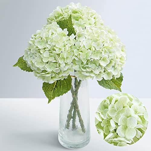 Waipfaru 21" Real Touch Hydrangea Artificial Flowers with Long Stem & Leaves, Full Latex Faux Hydrangea Flowers for Home Decor Party Floral Arrangements Wedding Bouquets Centerpieces, Green 3Pcs - color: Green, size: 3pcs