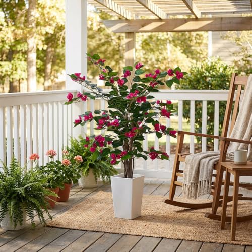 Aveyas 3ft Artificial Bougainvillea Tree with Flowers, 3 Feet Faux Floor Plant Fake Silk Blooming Trees with Pot for Indoor Outdoor Home Decor,House Living Room Office (3 ft Tall Including Raised Pot) - color: Bougainvillea Tree (3ft)