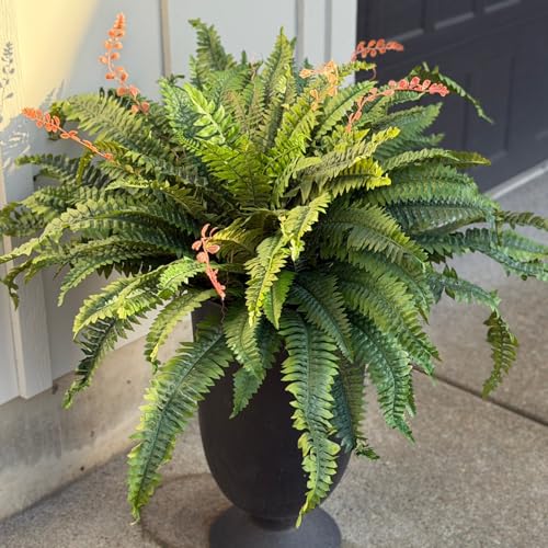 CQURE 50" Large Fake Fern Artificial Ferns for Outdoors,96 Fronds Realistic Artificial Boston Ferns Bush Plant for Indoor Garden Porch Decor (Lifelike,UV Resistant,No Maintenance) - size: 50" 96 Leaves-1pc
