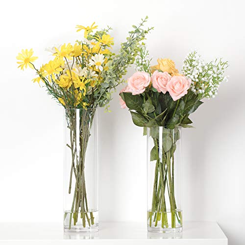 WGV Quality Thick Cylinder Vase, Diameter 5", Height 12", Clear Glass Floral Planter Container, Tall Centerpiece Arrangement for Wedding Home Decor, 1 Piece - size: 5"x12"H CL