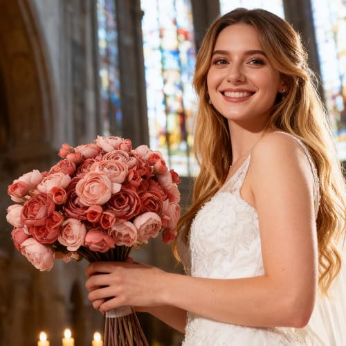 24 Stems Artificial Ranunculus Flowers - 96 Bloom Faux Silk Ranunculus Bouquet for Wedding Decorations, Home Décor, Holiday Arrangements & Large Event Centerpieces (Mixed Deep Pink) - color: Mixed Deep Pink