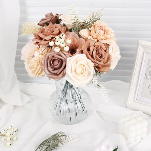 Artificial Flowers Combo Box Fake Rose for DIY Floral Arrangements Wedding Bouquets Centerpieces Baby Shower Party Home Decorations Nude Color - color: Nude