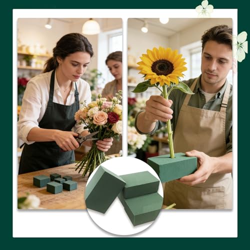 24 Pcs Green Floral Foam Blocks,Wet Dry Flower Plant Foam for Fresh Artificial Flower Arrangement DIY Craft, Florist Styrofoam for Wedding,Birthdays,Home Decors,4.3"L x 2.9"W x 1.6"H