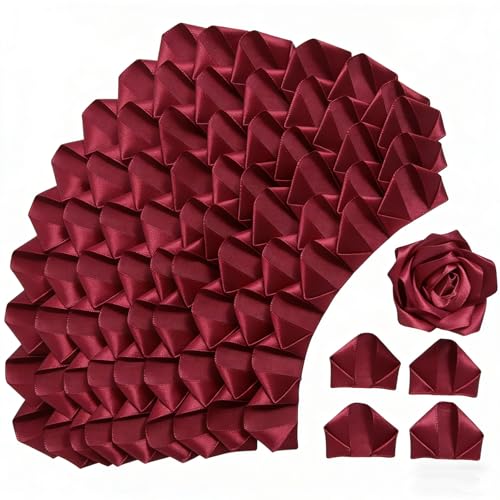 【Economical Bulk Pack 300Pcs Pre-Made Satin Rose Petals, Half-Finished DIY Kit for Eternal Roses - Save Time & Effort on Crafting Forever Flowers for Weddings, Parties（Wine Red - color: 300 Pcs Red Wine