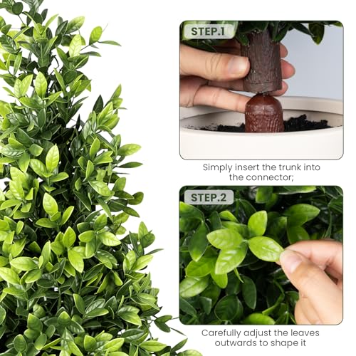 3FT Artificial Cedar Topiary Tree with Detachable Pot and Ground Stake, UV Resistant Faux Pine Shrubs Fake Plants for Outdoor Indoor Front Porch Home Decor - color: Cedar Trees Pot and Ground Stake 3ft