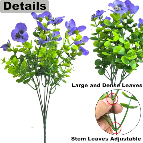Artificial Flowers for Outdoors Fake Plants, 12pcs Fake Flowers Artificial Plants Outdoor UV Resistant,Silk Faux Flowers Shrubs Greenery Plants for Porch Garden Patio Window Box Decor - color: Mixed 5 Color, size: 12