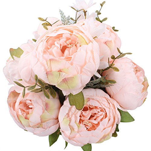Duovlo Springs Flowers Artificial Silk Peony Bouquets Wedding Home Decoration,Pack of 1 (Spring Pure Pink) - color: Spring Pure Pink