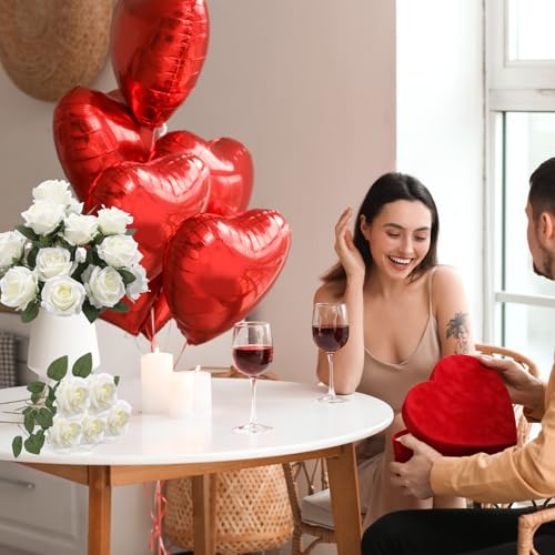 Jexine 60 PCS Artificial Roses Bulk Silk Flowers with Long Stems, Realistic Faux Rose Bouquet for Wedding Centerpieces, Valentine’s Party, Home Decor(White) - color: White