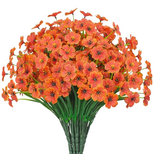 21 Bundles Outdoor Artificial Flowers UV Resistant Fake Silk Flowers No Fade Faux Plastic Plants Garden Porch Window Box Decoration(Orange) - color: Orange