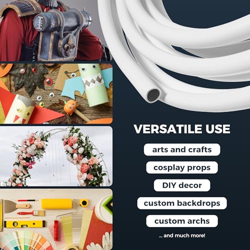 32ft 16mm Original Flexible Pipe for Crafts, Extra Durable, Semi-Rigid, Tube Pipe for Fake Flowers, Prop Building, Balloon Arches, Stem Tubing for Floral Wedding Decor, DIY Arts & Crafts