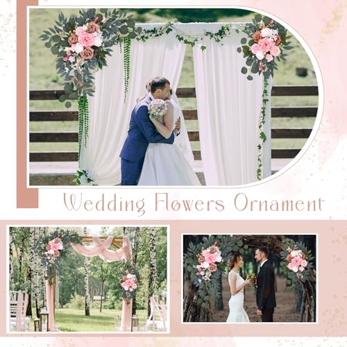 Hotop Wedding Arch Flowers Set of 4 Artificial Flower Swag Wedding Faux Floral Swag with 10 Cable Tie and 8 Clip for Party Welcome Signs Ceremony Reception Backdrop Decor(Dark Pink Rose Gradient) - color: Dark Pink Rose Gradient