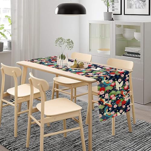 Japanese Crane Table Runner, Cherry Blossom Asian Pine Tree Spring Floral Japanese Background Table Runner for Home Kitchen Dining Patio Indoor Outdoor 13x36in - color: Aisa-8, size: 13x36in