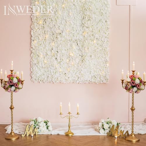 Flower Wall Panel Backdrop: 12 Pcs 24 x 16 Inch White Artificial Hydrangea Floral Panels - color: White, size: 12 PCS