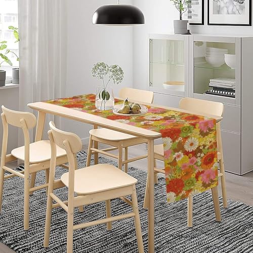 Boho Floral Table Runner Vintage Colorful Bohemian Flower Botanical Tropical Leaves Mid Century Abstract Dinner Runner for Farmhouse Home Kitchen Party Holiday 36X13inch - color: Bohoflower-3, size: L36"x W13"