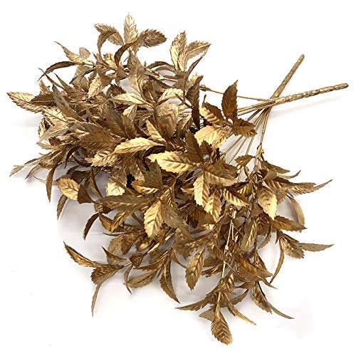CATTREE Artificial Plants for Christmas, Plastic Grass Faux Shrubs Fake Leaves Simulation Bushes Home Indoor Outdoor Garden Wedding Festival Decoration Hall Office Table Planter Filler – Gold 2 Pack - color: Gold Grass -2 Pcs