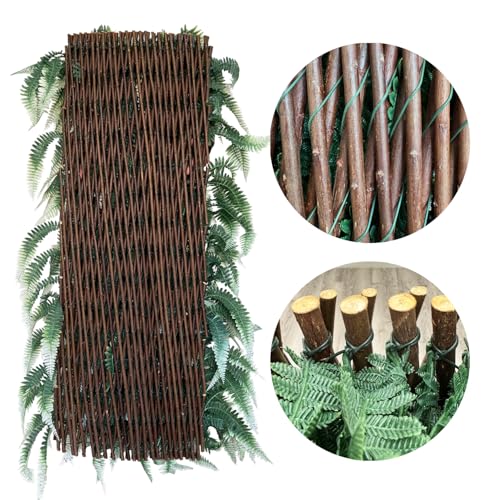 Expandable Fence Privacy Screen for Balcony Patio Outdoor,Decorative Faux Ivy Fencing Panel,Artificial Hedges (Single Sided Leaves)…1 - color: GREEN&WHITE