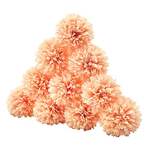 10Pcs Artificial Fake Flower Plants Silk Chrysanthemum Ball Hydrangea Arrangements Wedding Bouquets Decor Home Kitchen Garden Party Table Floral Centerpieces DIY (Grapefruit Pink) - color: Grapefruit Pink