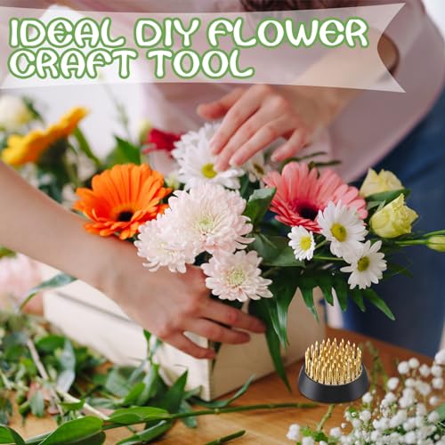 Sliner 6 Pcs Flower Frogs Round 2.4/2/1.6/1.3/1/0.9 Inches Floral Frogs Flower Holder Japanese Ikebana Vase Kenzan Floral Arranger Fixed Tools Arrangement Pin for Home DIY Craft Decoration(Brass) - size: 6 Size