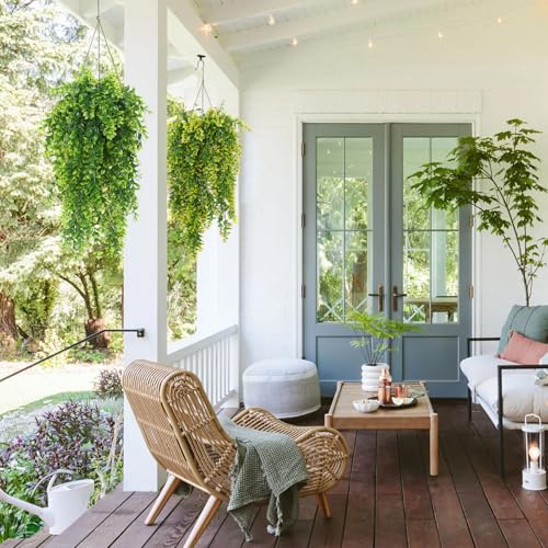 RECUTMS Artificial Hanging Leaves Plants 4Pcs Indoor Fake Vines Ivy Leaves Plastic Greenery Resistant Plastic for Wall Wedding Party Porch Garden Decoration(Green) - color: Style2-green
