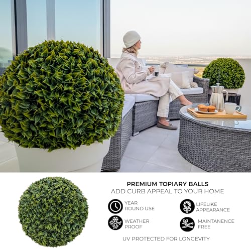 365 Curb Appeal 23" XL Topiary Ball (Estate Edition Boxwood, 1 Extra Large Luxury Faux Topiary Ball (2 Halves)) - color: Estate Edition Boxwood, size: 1 topiary ball (2 halves)