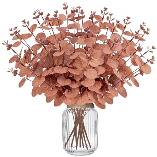Yen Jean 10PCS Fall Amber Artificial Flowers Decorations for Home, Thanksgiving Fake Plants Autumn Decor Indoor Outdoor Harvest Party Supplies - style: Amber