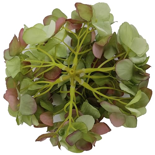 7.1''Green Silk Hydrangea,10 Pcs Artificial Silk Hydrangea Heads,81 Petals Faux Hydrangea Flowers Heads with Stems for Home Wedding Baby Shower Decor(Green) - color: Green