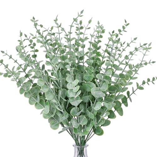 CEWOR 36pcs Eucalyptus Stems Decor 14.1 Inch Artificial Eucalyptus Leaves Fake Greenery Branches for Wedding Centerpiece Flower Floral Arrangement Farmhouse Spring Home Decoration - color: Grey Green, size: 36 pcs