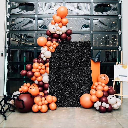 Black Floral Photo Backdrop 3.5x4.6ft Silk Hydrangea Artificial Flower Wall Panels for Halloween Birthday Party Graduation Background Decorations - color: Black, size: 3.5ftx4.6ft
