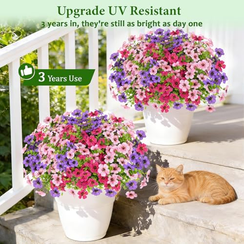 Elyum Artificial Flowers for Outdoors, 18 Bundles Artificial Plants & Flowers Outdoor, UV Resistant Faux Flowers Outdoor Fake Flowers for Outside Porch Window Box Decoration(Mixed Color) - color: Mixed Color, size: 18 Pack