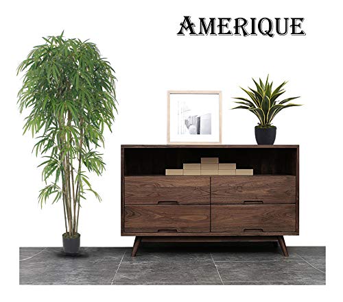 AMERIQUE 691322305166 Gorgeous & Massive 7' Bamboo Trees Artificial Silk Plant with UV Protection, with Nursery Plastic Pots, Feel Real Technology, Super Quality, (Pack of 2), 84" Each, Green