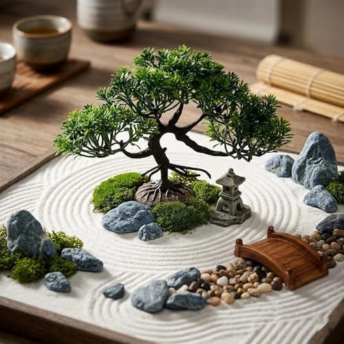LOGOFUN 4 Pcs Aquarium Bonsai Tree Decorations Deep Green | Artificial Water Plant for Aquariums Fish Tank Gardens Micro Landscapes Decorations