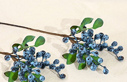 Mistari 10 Pack Artificial Flowers California Faux Blueberries Artificial Stems for Decorating Blueberry Picks Fruit Fake Silk Flowers Home Decorative Party Wedding (Blue) - size: 10 Pack