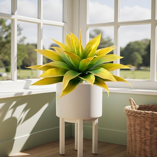 Artificial Plants Outdoors Faux Agave Fake Greenery Outdoor Artificial Plant 28" Fake Plant for Indoor Home Decor Plastic Plant Outdoor Decor Front Porch Decor Faux Cactus(Yellow 2Pcs)No Vase - color: 28''yellow