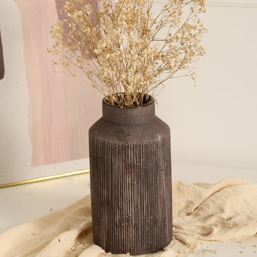 Rustic Vases for Home Decor. Ceramic Vase for Dining Table Decor. Terracotta Decorative Vase 9.7IN. ZSHLXM - color: Dark Brown, size: 5.2 x 9.6 inches