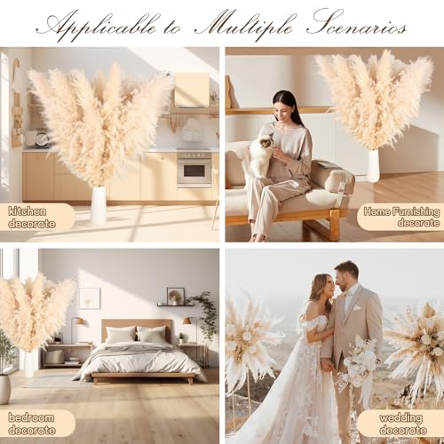 40" 22PCS Dried Pampas Grass Decor Tall,Large Natural Beige pompas Grass Tall Pampas Grass for Floor Vase,Wedding,Party,Farmhouse,Boho Home Decor,and Creating a Bohemian Ambiance