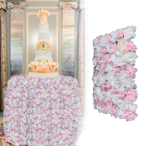 DNYSYSJ Flower Wall 12PCS 23.62" x 15.75" x 0.79" Lifelike Baby Pink Hydrangea Artificial White Rose Flowers Panel Silk Fabric Wall Mat for Garden Patio Wedding Stage Indoor Outdoor Decor - color: Baby Pink, size: 12 pieces