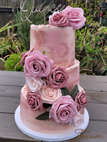 FACINOC Roses Artificial Flowers Pink Bouquets Box Set for DIY Bridal Wedding Shower Decorations Fake Floral Arrangements for Party Table Centerpieces Home Decor Indoor Outdoor Dusty Blush 19pcs - color: Blush Pink