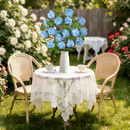 DEMIUKO 4PCS Artificial Hydrangea Flowers 30 Inch Fake Silk Hydrangea Flower with 20 Real Touch Blooms Realistic Faux Hydrangeas Decorations for Wedding Table Centerpieces Vase Home Decor - color: Blue