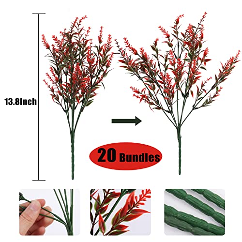 RECUTMS 20 Bundles Artificial Fall Flowers No Fade Faux Autumn Plants, Fake Indoor Outdoor Greenery for Thanksgiving Christmas Wedding Party Home Garden Fireplace Décor(Orange) - color: Orange, size: 20 Bundles
